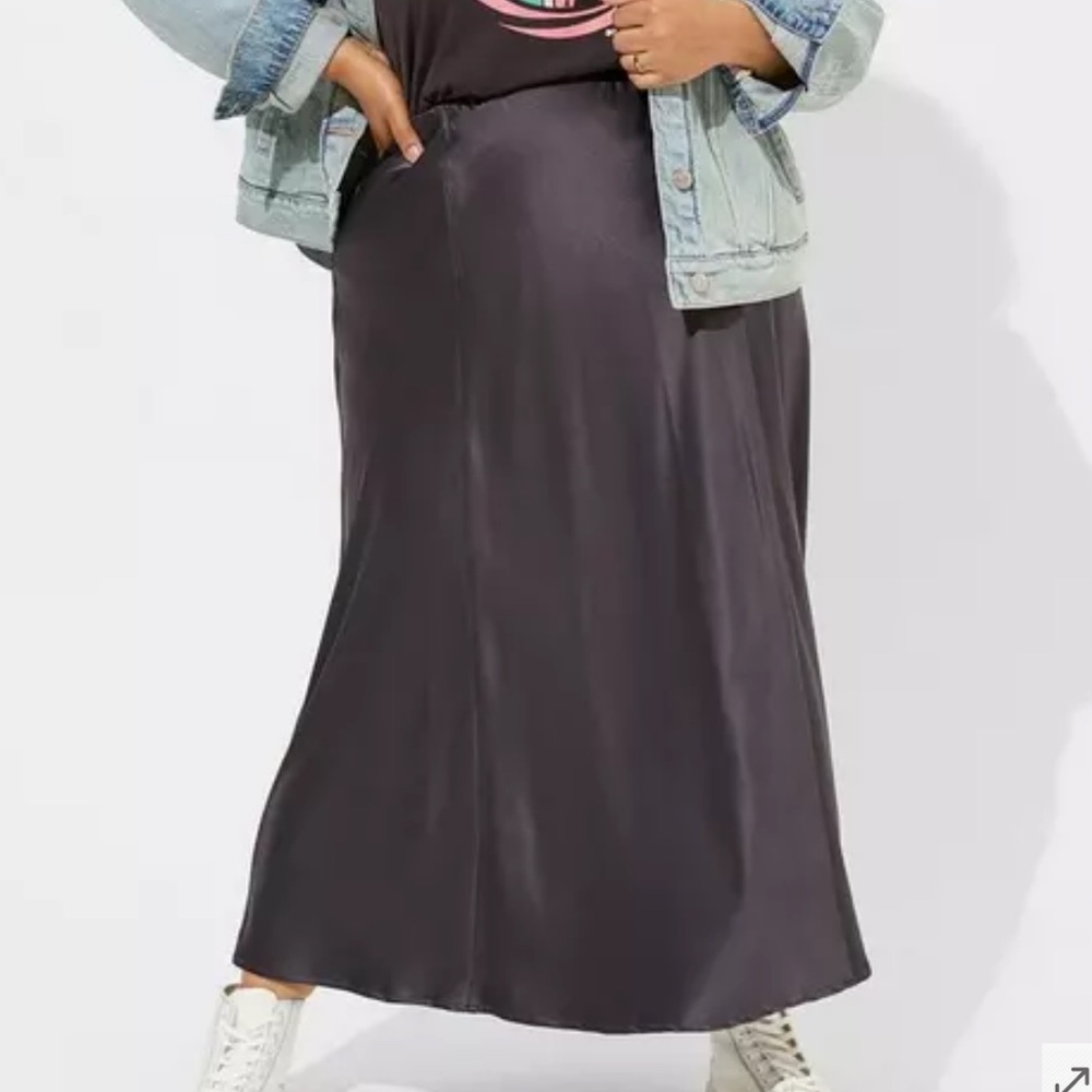 Torrid Maxi Stretch Satin Bias Maxi Skirt